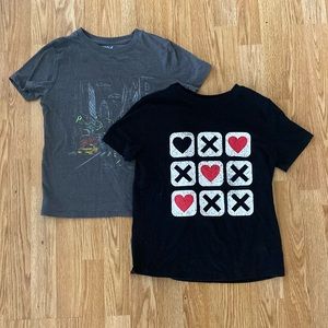 5 for $20 Two Cat & Jack T-shirts Heart Tic Tac Toe and T-Rex
